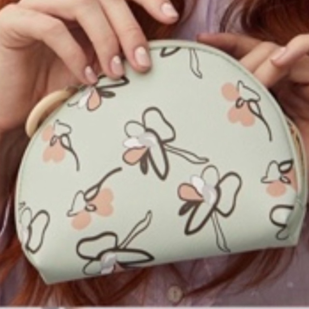 Ipsy Floral Mint Green Cosmetic Glam Bag